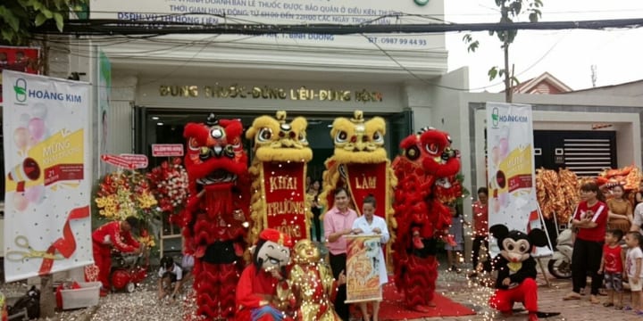 Múa lân khai trương công ty giá rẻ tại Vĩnh Long