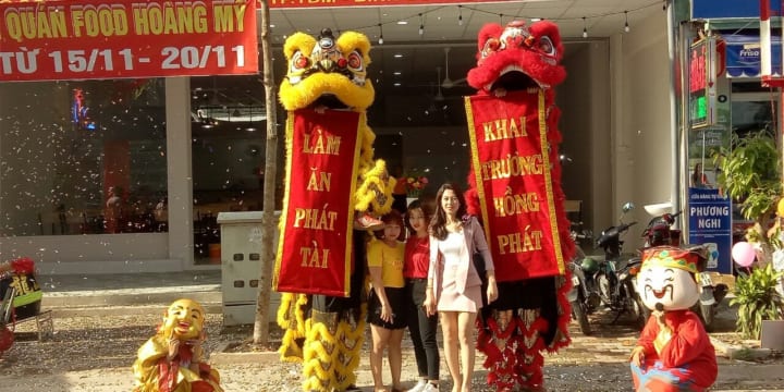 Múa lân khai trương công ty giá rẻ tại Quảng Bình